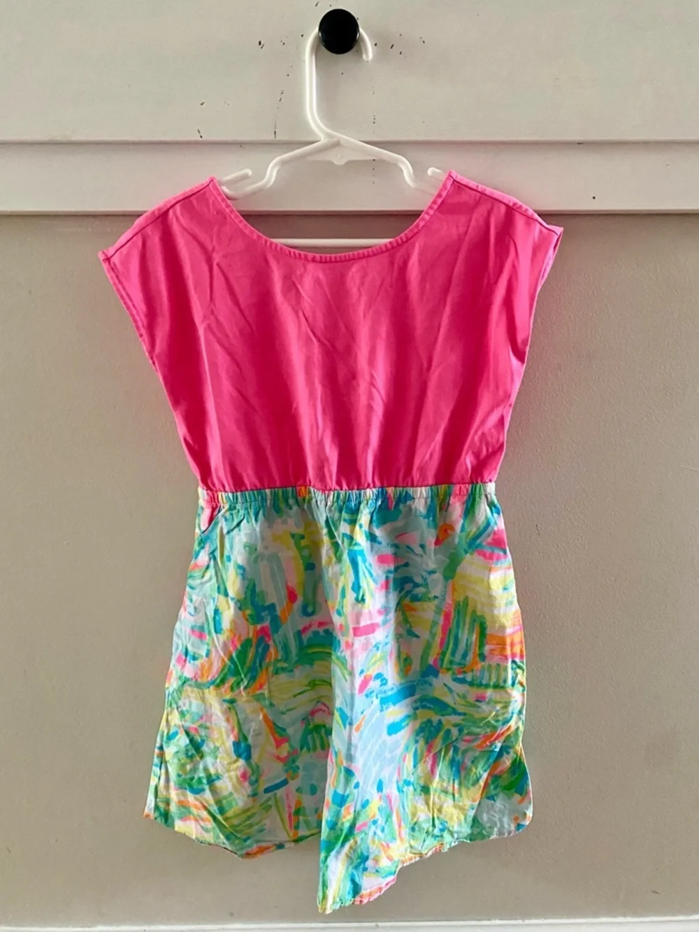 Lilly Pulitzer Caila Dress Sea Salt and Sun Size Medium Girls Pink Bow